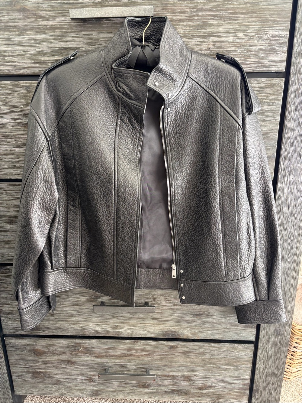 Zara Leather Bomber Jacket- limited Edition